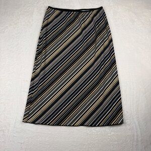 Y2K Diagonal Stripe Midi Skirt Black Tan White Jonathan Martin Small